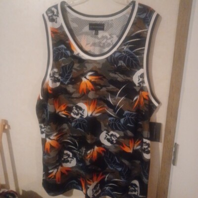 No Boundaries Multi-Color Skull and Fowers Tank Top Men's Size 2XL (50-52)