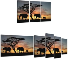 framed wall picture on canvas africa elehants ready to hang US Brand 1509 US1
