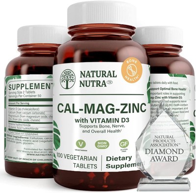 Natural Nutra Calcium Magnesium Zinc (Cal-Mag Zinc) 100 Count (Pack of 1) 