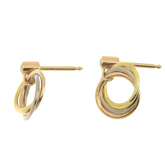 Cartier Trinity De Diamond Earrings K18Yg K18Wg K18Pg 750 Yellow Gold