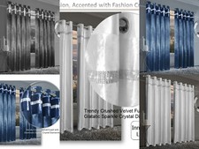 Luxury Satin Look Crushed Velvet Band Eyelet/RingTop Diamante Blackout Curtains