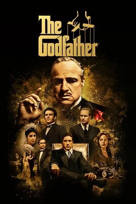 1972 The Godfather Movie Poster 11X17 Vito Corleone Marlon Brando Pacino 🕴🏻🍿