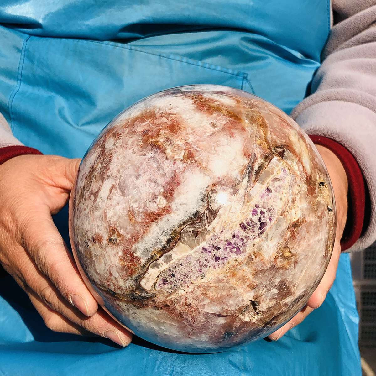 Natural Dream Amethyst Quartz Crystal Sphere Ball 3330G Healing Stone 3335