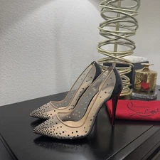 Christian Louboutin Follies Strass 100 Mesh Crystal Black 37.5