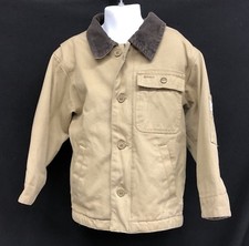 Gap Gear Kids Boys Sz XS 4 Khaki Camel Collared Military Utility Jacket Coat