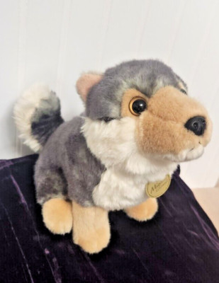 Miyoni by Aurora Stuffed Wolf Toy Animal 9'' Sitting Upright