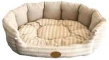 Pet Cot Dog Bed Cat Removable Washable Insert Washable Tan Stripes Durable Sm-Lg