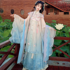 Chinese Style Hanfu Dress Women Traditional Flower Embroidery Princess Outfits