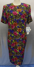 Silks by Joan Leslie VTG Dress Womens Sz 14 Floral Print Silk Short Sleeve NWT