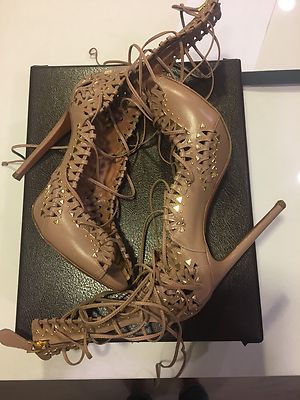 ALAIA Studded Lace-Up Leather Sandals Size 38.5 w/BOX | eBay