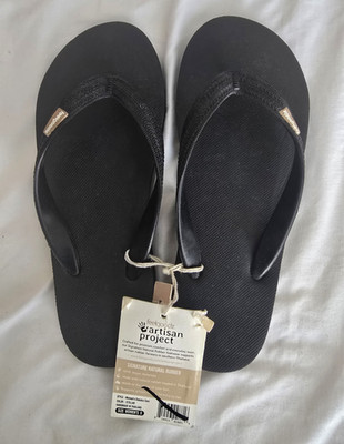 Feelgoodz Women's Black Rubber Flip Flop Sandals Slip On Size 8