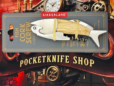 [1125] Kikkerland Fish Cork Screw Kellnermesser Neu