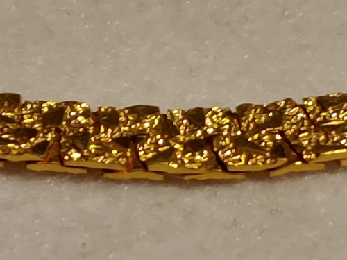 Vtg - Gold Tone - Nugget Style - Necklace, 8 mm Wide - 18 Inches Long, Unisex - Picture 4 of 9