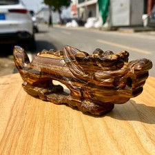 Figura de dragón tallada a mano ojo de tigre natural 280G piedra curativa de cristal