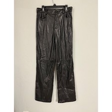 SHEIN Black Faux Leather Straight Leg Pants Petite S High Waisted JIT7722748