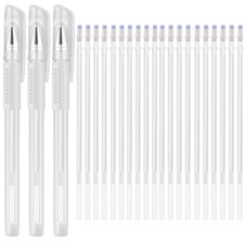 Heat Erasable Fabric White Marking Pens with 20 Refills for Tailors Sewing an...