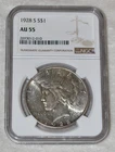 1928 S PEACE 90% SILVER ONE DOLLAR $1 NGC AU 55 AU55 SAN FRANCISCO MINT USA COIN