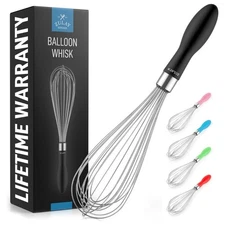 Zulay Kitchen Stainless Steel Balloon Whisk – Heavy-Duty Non-Slip Handle