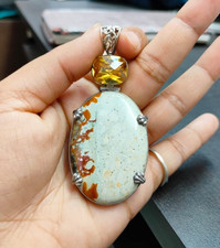 Ciondolo ovale pietra preziosa cavallo selvatico diaspro quarzo limone...