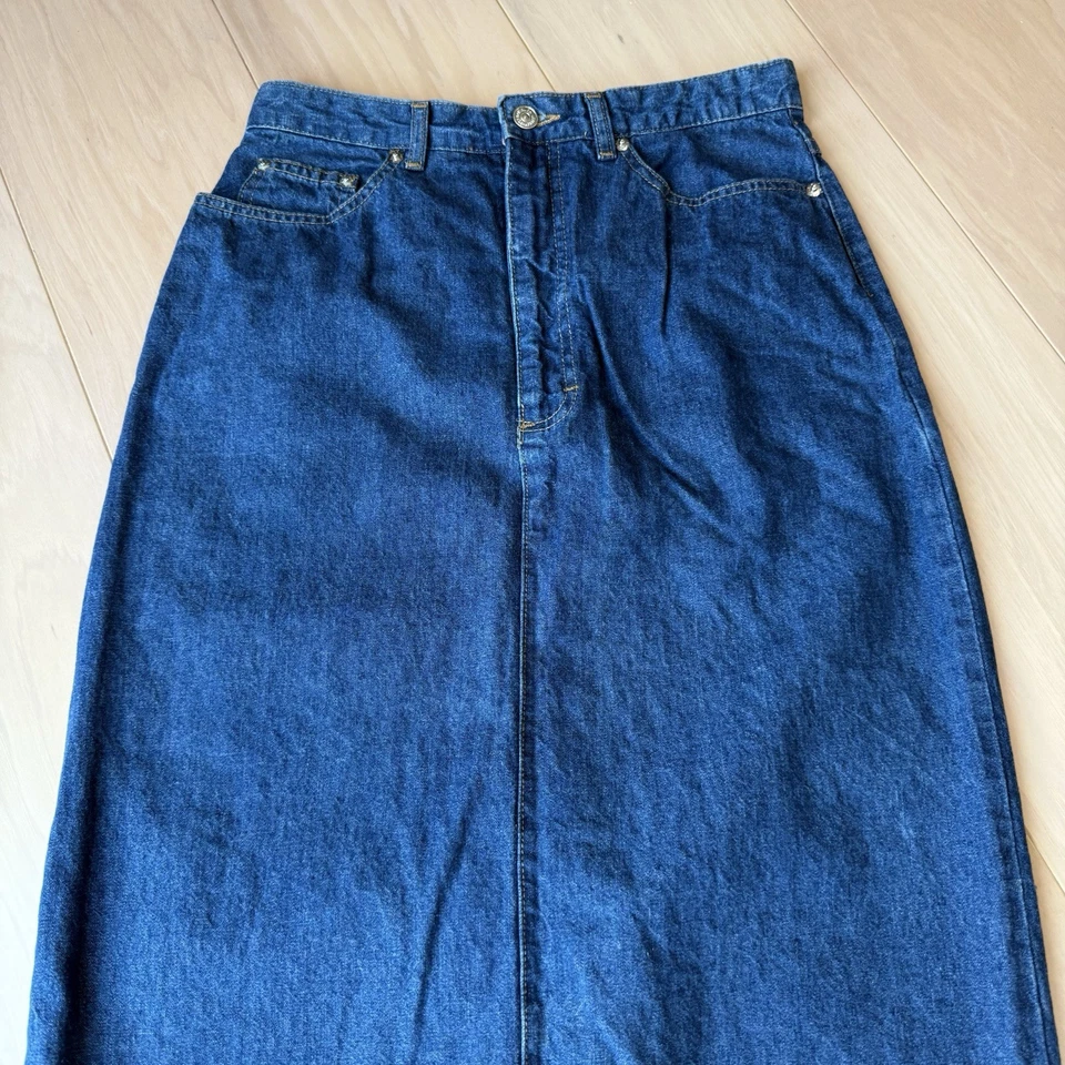 Falda vaquera vintage Polo Ralph Lauren para mujer 8 azul maxi años 90 hecha en EE. UU. Foto 4 de 4