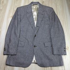 VTG Brooks Brothers Herringbone Pure Silk Blazer Mens 42R Cream/Blue