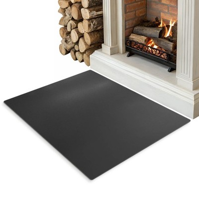 Bodenplatte Kaminofen Rechteckig Schwarz Matte Stahlplatte Hitzeschutz 100x80 cm
