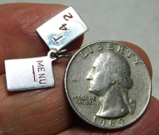 Vintage Fisher Sterling Silver Charm / T-4-2 Menu / Tea For Two Menu