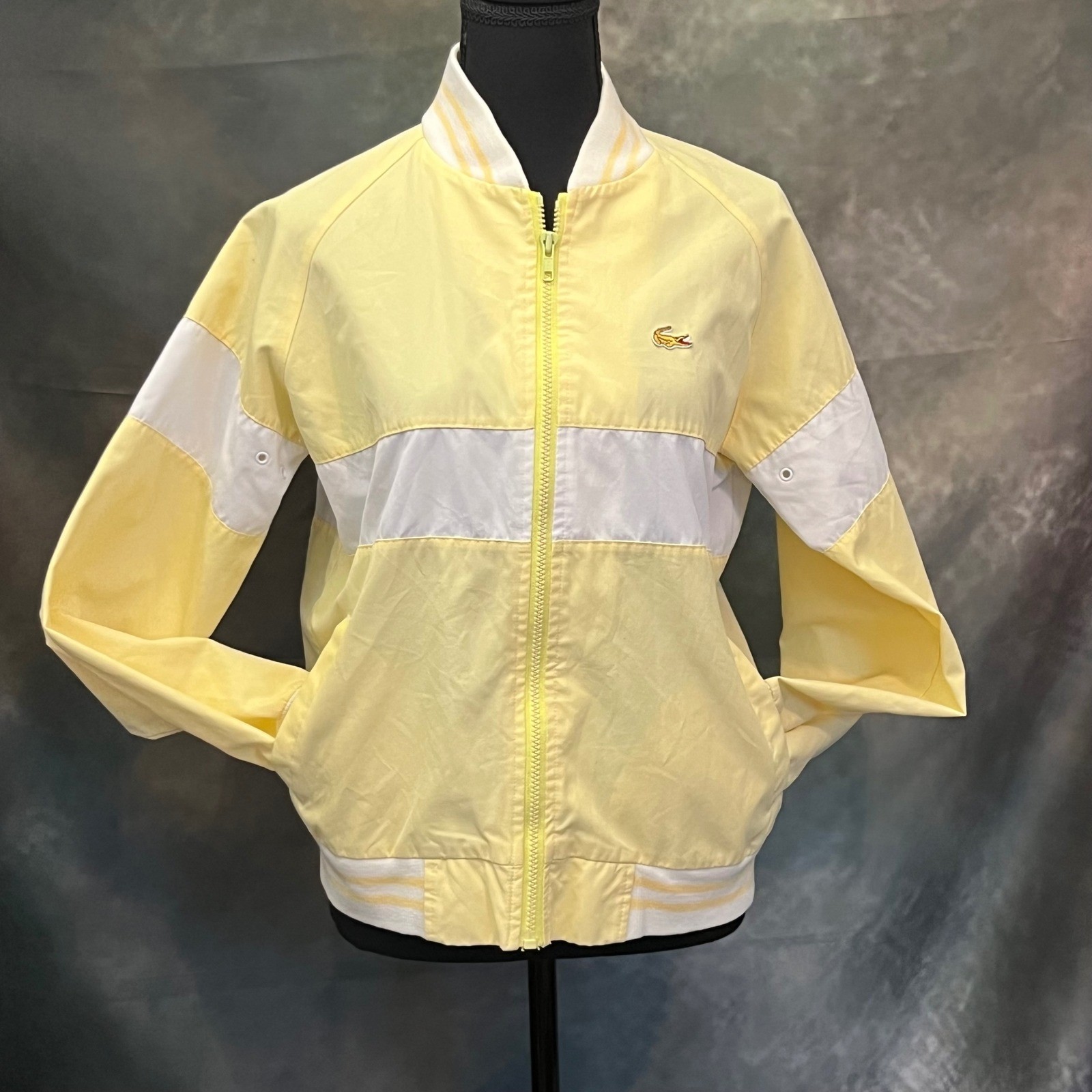IZOD for her LACOSTE Yellow White Colorblock Vintage Track Jacket Womens