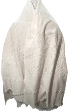 Antique FRENCH Shawl Wool with Silk Embroidered Damask- Very Fine