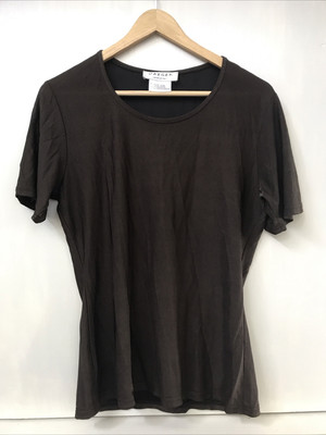 Jaeger Classic Short Sleeve Tee Top Brown Women's made in ITALY Size M Medium