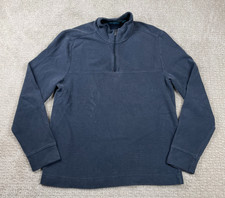 Perry Ellis Sweater Mens Medium Blue 1/4 Zip Pullover Ribbed Long Sleeve Preppy