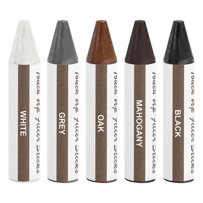 Wood Filler Stick, 5 Pcs Wax Sticks, White/Gray/Black/Oak/Reddish Brown