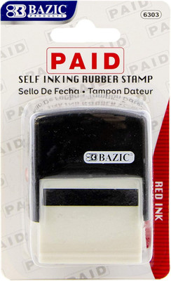 BAZIC Paid Self Inking Rubber Stamp (Red Ink), Stamp Impression Size 1.41'' X 0.4