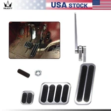 Billet Aluminum Throttle Mount Accelerator Pedal Kit For Chevy Ford Mopar Silver