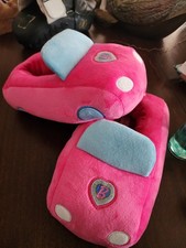 New Women's Hot Pink "BARBIE Car" SLIPPERS Size Large