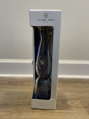Class Azul Silver Tequila Bottle Blue Bottom 750ml Rinsed Empty Bottle *WITH BOX