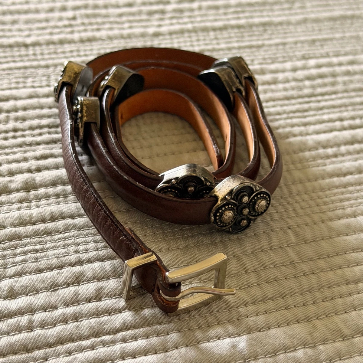 Embellished Brown Leather Women\'s Belt with Floral Concho Ariat Women main image 4