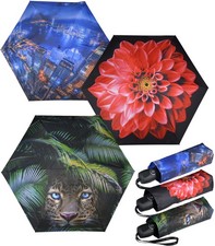 Regenschirm Damen Taschenschirm Auf-Zu-Automatik klein leicht kompakt Fotodruck