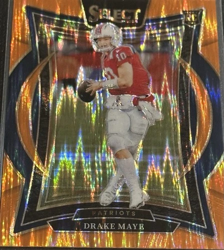 2024 Panini Select - Concourse Drake Maye #322 Orange Shock Prizm /499 (RC)