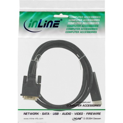 17114 InLine DisplayPort zu DVI Konverter Kabel schwarz 1 5m ~D~