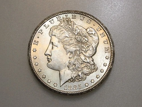 1885-CC $1 MORGAN SILVER ONE DOLLAR CH/GEM BU