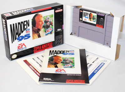 Madden NFL 95 SNES Super Nintendo Complete CIB! Great Condition w/ BOTH Posters!