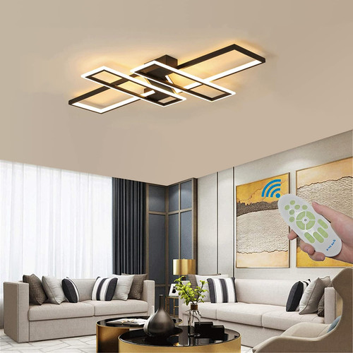 Modern LED Ceiling Lights Fixture for Bedroom, 35" Remote Control Dimmable Mo...