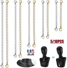 10Pcs Necklace Extenders Stainless Steel Necklace Extension Chain for Jewelry US