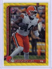 2025 Topps Chrome Harold Fannin Jr Yellow Wave Refractor /275 Rookie Browns #339