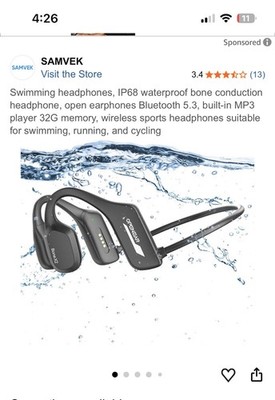 TOPVISION Bone X2 Open Ear Bluetooth Conduction Swim Headphones IP68