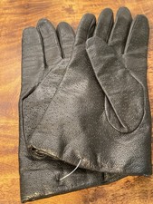 Vintage Nappa Leather Shell Black Acrylic Lined Driving Gloves Size L New