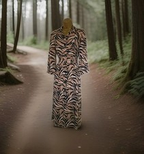 Animal Tiger Print Safari Holiday Party Belted Long Sleeved Shirt dress size 10