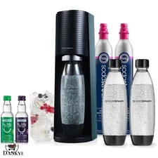 Sleek Terra Sparkling Water Maker Bundle with Flavor Drops - Black Edition