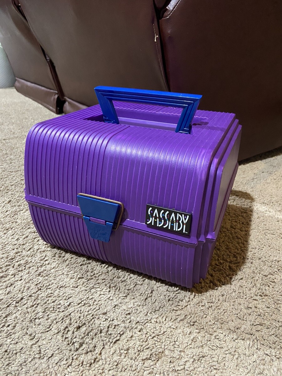 Vintage SASSABY MAKEUP CARRYING CASE Organizer Purple Model 102